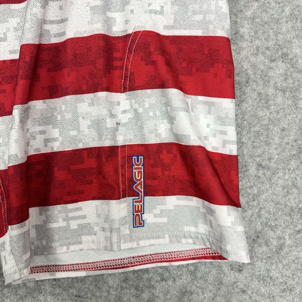 Pelagic Sharkskin Cargo Board Shorts Mens 34 Red White Blue USA Flag Beach 12" - Picture 4 of 12